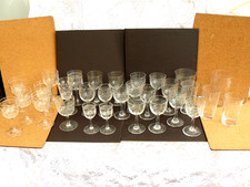 30 x EDWARDIAN GREEK KEY + ETCHED TUMBLERS /SHERRY/PORT ETC  ASSTD SIZED GLASSES