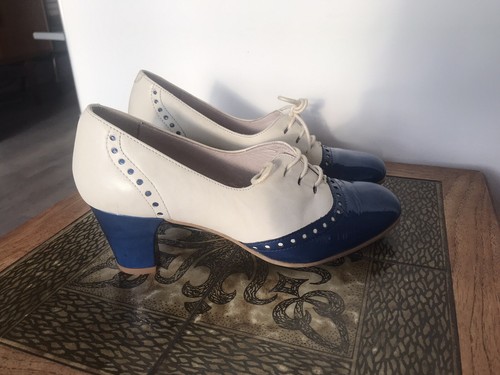 60s style blue and white - white, shoes