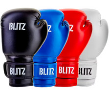 Blitz Pro Boxing Gloves Leather/PU mix Red, White,  6 8 10 14 16 oz Sparring