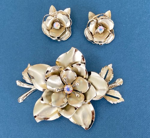 Earrings brooch coro set rose - coro,