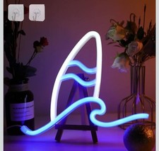 Neon Surfboard Wave Beach Sign