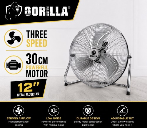 Metal floor fan - 12”,