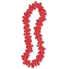 Red Hawaiian Fabric Flower Lei