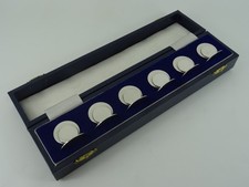 HANDSOME ENGLISH SOLID STERLING SILVER SET OF SIX MENU HOLDERS LONDON 1987 CASED