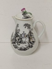 First Period Worcester Porcelain Sparrow Beak Jug, "L'Amour" Print Plus Gilding