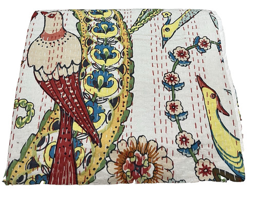 Indian kantha quilt bedspread - quilt,