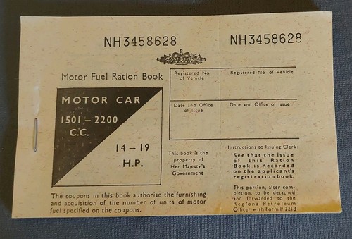 Vintage motor car fuel ration - car,