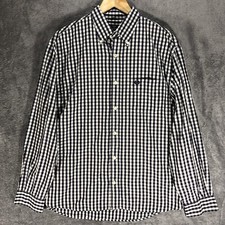 Fred Perry Mens Shirt Large Blue Check Gingham Logo Mod Scooter Skins 60s