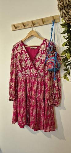 Oasis metallic dress pink - metallic,