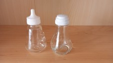 Glass, white lidded salt and pepper pots