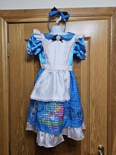 Girls Alice In Wonderland Fancy Dress With Headband. Age 7/8 Years