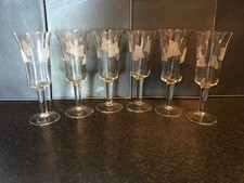Set of 6 Wine Glasses etched