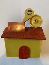 Vintage Tudor Rose Toys House Money Bank Red & Yellow Bird Penny Slot In Roof