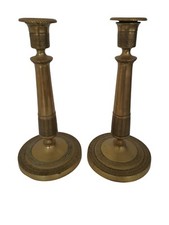 Pair of Two Large Brass Candle