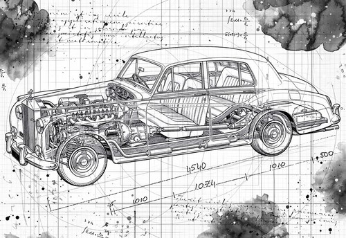 Line tech drawing roll royce - line,
