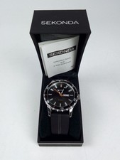Sekonda 1351 Unisex Quartz Wristwatch Black Dial Day Date 50M Rubber Strap