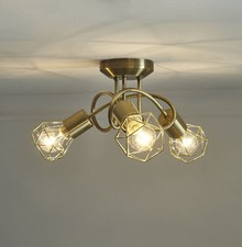 3 light ceiling fitting in Antique Brass colour with 3 cage style Bulb holders 