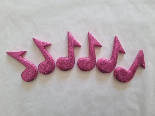 Glittery pink music notes - glittery,