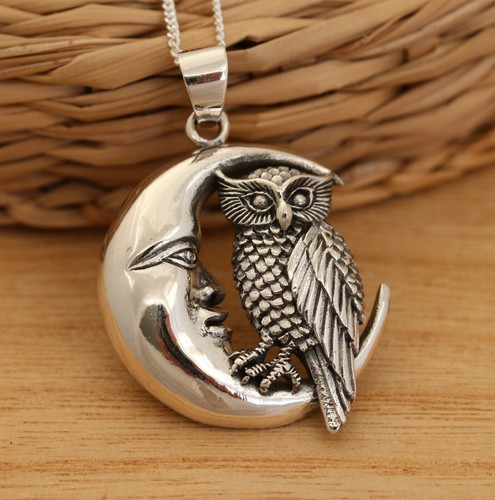 925 sterling silver owl - silver, on