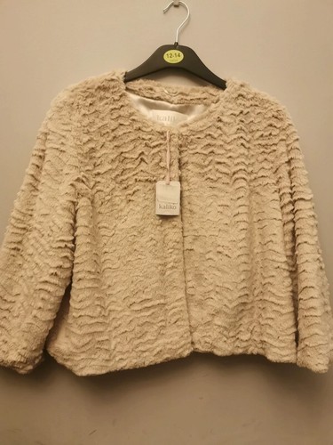 Cropped beige faux - faux, fur
