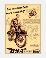 Bsa motorcycle advert vintage - motorcycle,