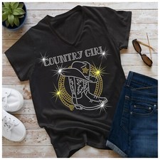 V neck Countrygirl Rhinestone