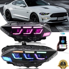 Pair RGB LED Headlights For