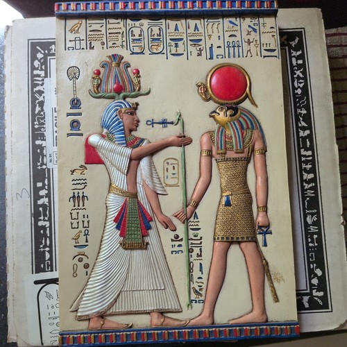 Vintage egyptian wall relief - egyptian,