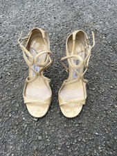 Jimmy Choo Women’s Heel Strappy Nude / Beige Sandals / Shoes Size 37 Uk Size 4