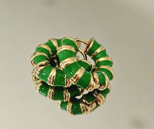 Bamboo hoop earrings green - hoop, –