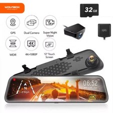 WOLFBOX G840S 12“ 4K Mirror Dash Cam Front and Rear View Dual Cameras Free SD