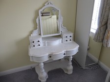 Victorian Duchess Dressing table in a shabby chic distressed white paint finish