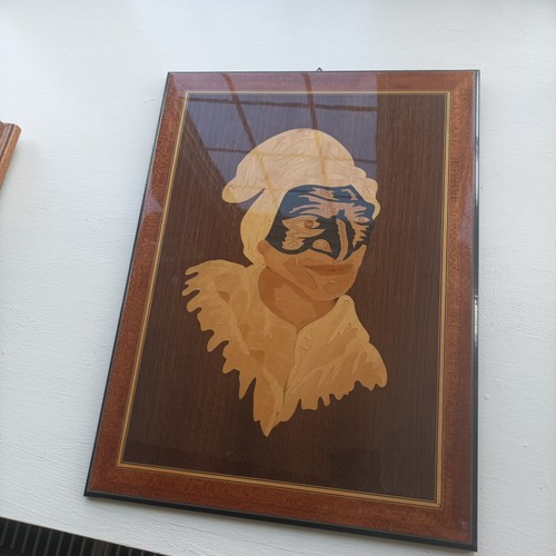 Pulcinelle wood marquetry - wood,