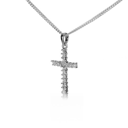 Diamond cross pendant sterling - diamond,