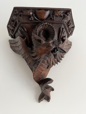 Antique 19th Century Carved Oak Corbel Shelf Bracket Dragon With Crest