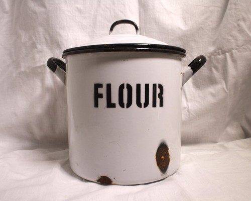 Vintage enamel flour - vintage,