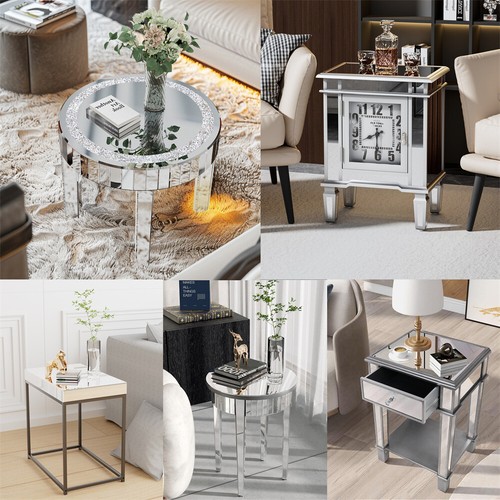 Drawer mirrored nightstand - mirrored,