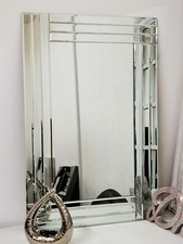 NEW Large Wall mirror Bevelled Triple Edge Mirror Strips Frameless Home Hallway