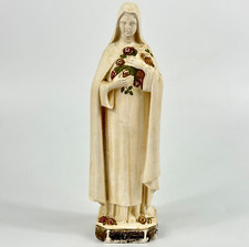 Vintage French Religious Icon Cream Chalkware Figure Of Saint Therese of Lisieux