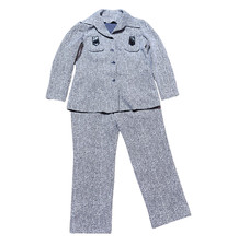 Vintage 70s Navy & White Chevron Suit UK 12/14 | 1970s Trouser Suit | Retro