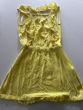 Girls Yellow And White Spotty Polka Dot Summer Party Dress Age 8