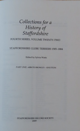 Staffordshire glebe terriers - glebe,