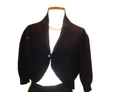 M&S Black Soft Angora Blend Bolero Cropped Shrug Single jewel Button  Size 18?