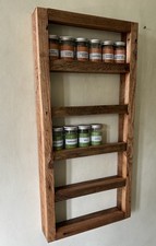 Extra large rustic Herb spice rack wall mounted 5 Tier Solid Wood Recycled Wood