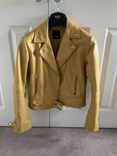 Pinko Yellow Leather Jacket Women's Size 12