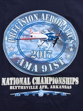 Precision Aerobatics 2017 AMA 91st Blytheville AFB Arkansas 2 sided t shirt sz L