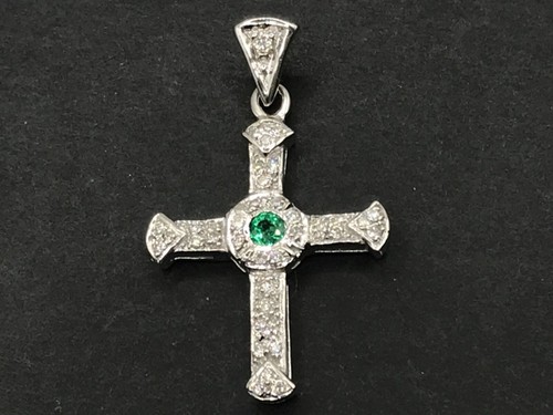 Emerald diamond cross - , solid