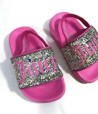 JUICY COUTURE Baby Girls Glitter Silver/pink Sandals sliders UK Infant 5