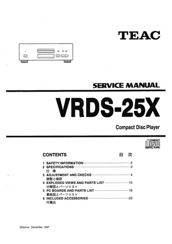 Service manual for teac - manual,