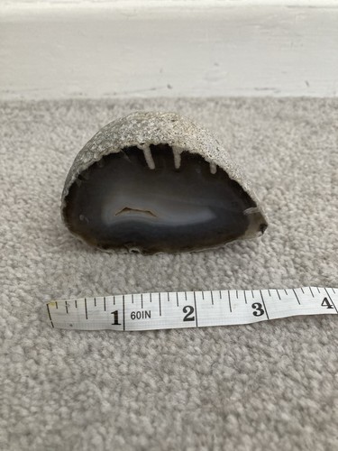 Agate geode polished blue - agate, gray